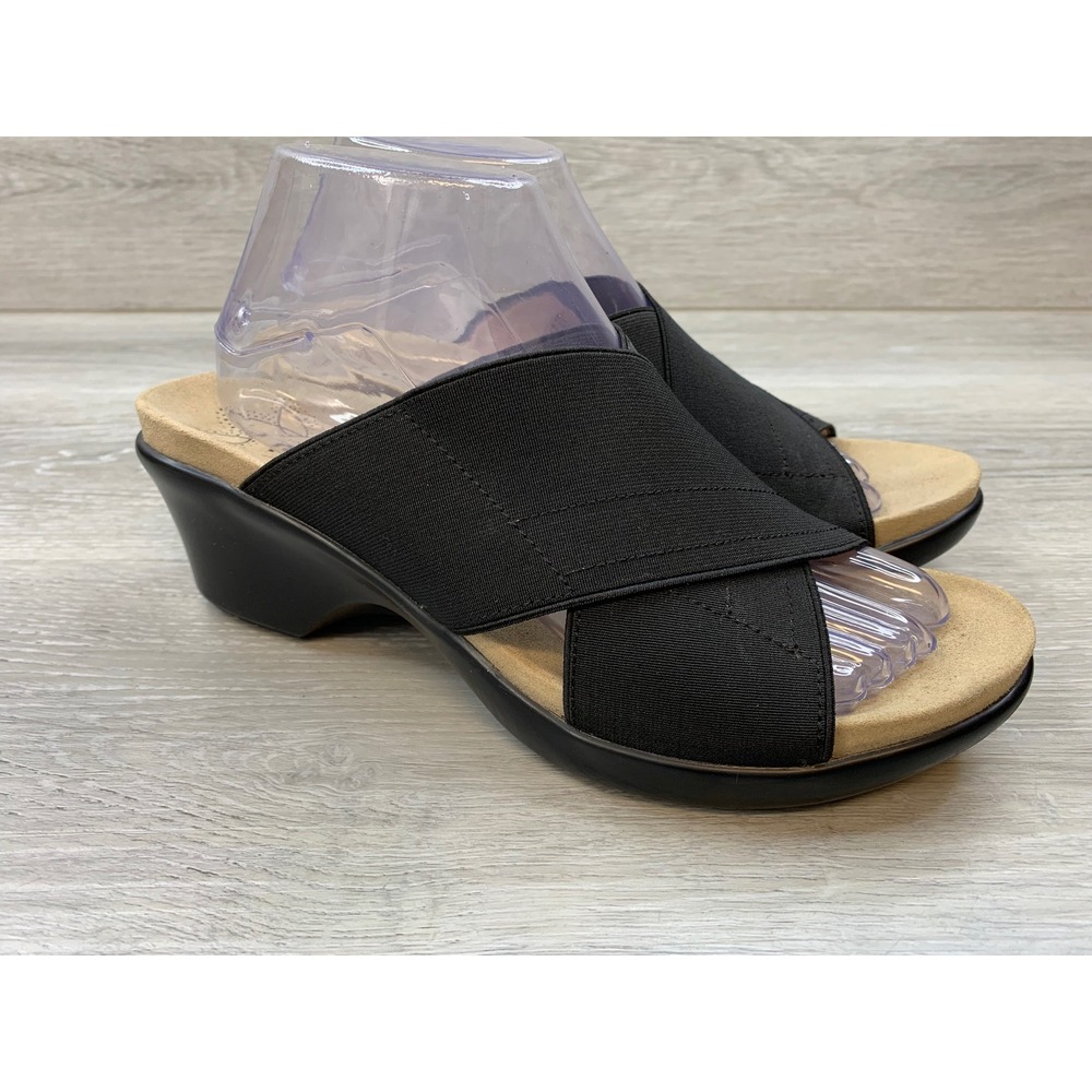 Umberto Raffini Nolce Black Elastic Crisscross Wedge Sandals Slides Women's 9.5